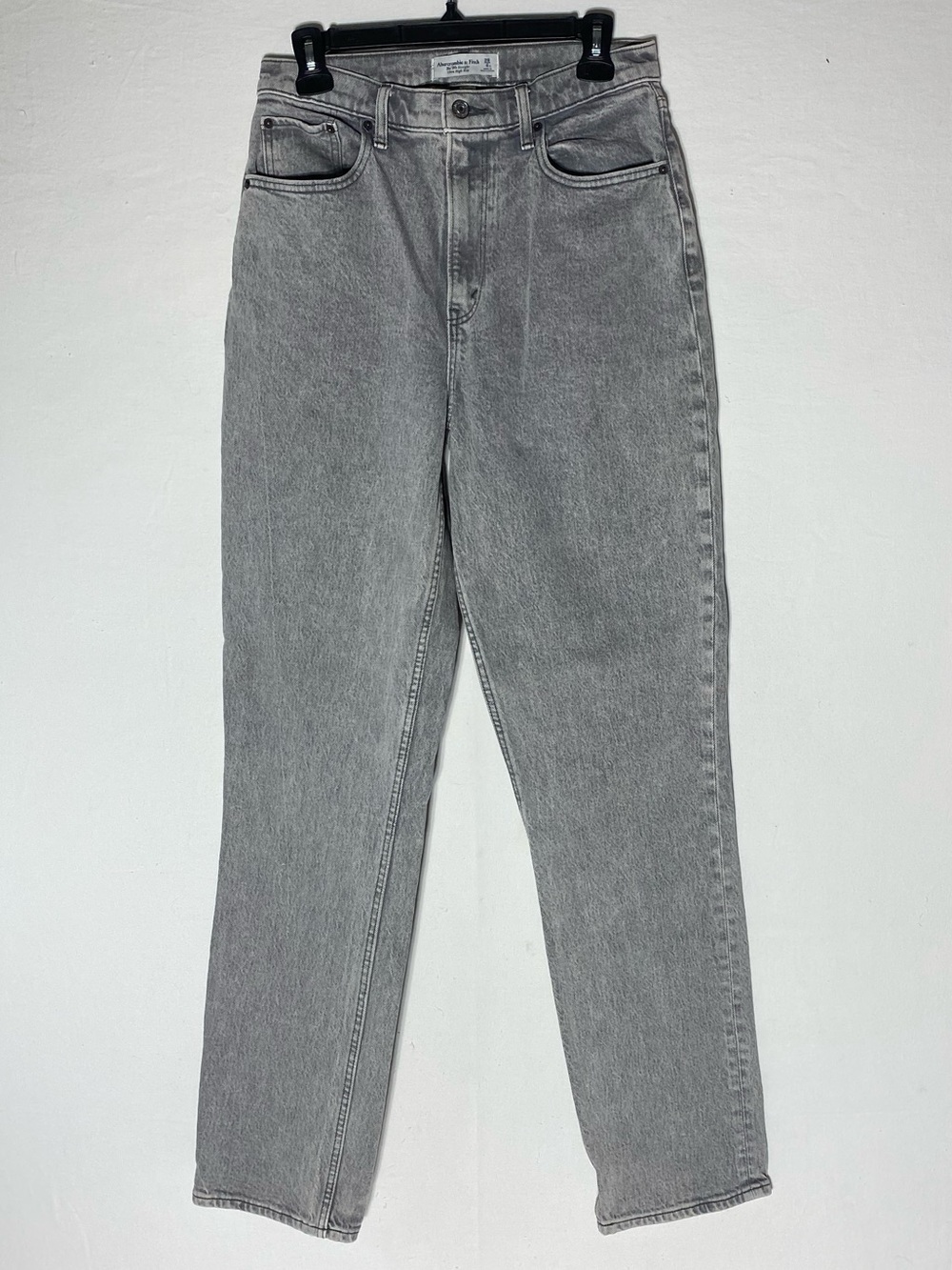 Abercrombie and Fitch Curve Love The 90s Grey Straight Ultra High Rise Jeans 28